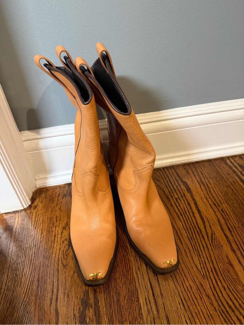 Tory Burch Tan Leather Western Boots